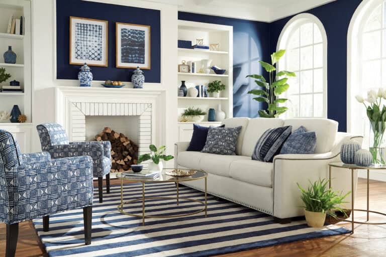 Elegant living room with custom furniture and decor.