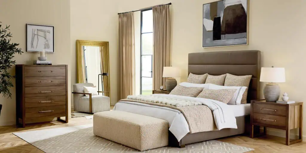 bedroom set with fall colors