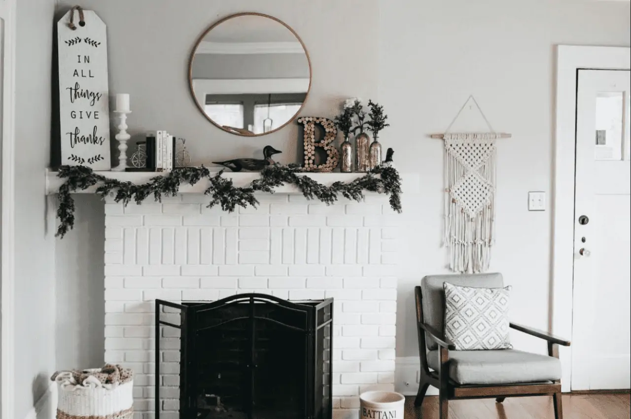 A fireplace with decor