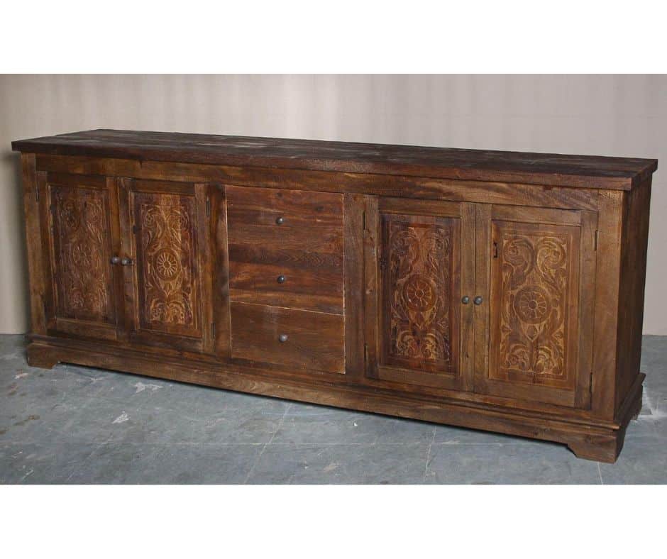 4 Door, 3 Drawer Carved Sideboard