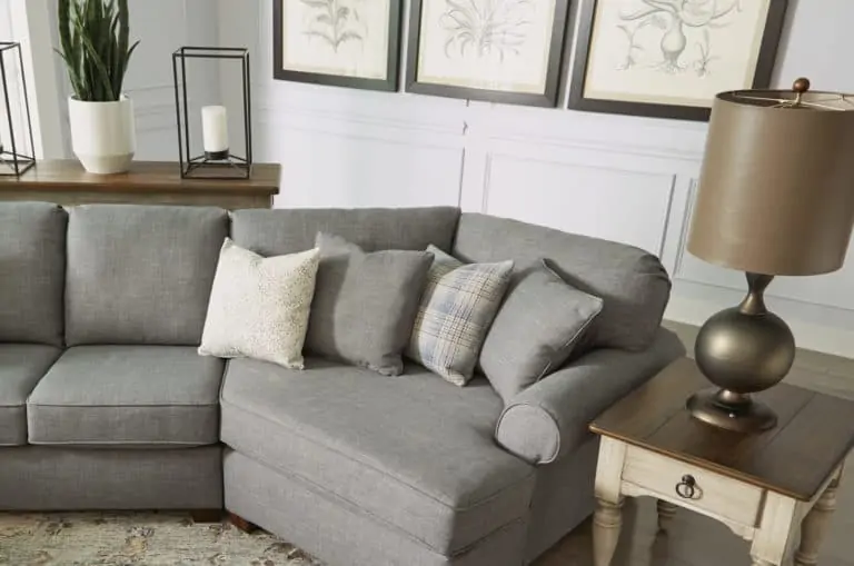 Light gray couch in a modern looking living room