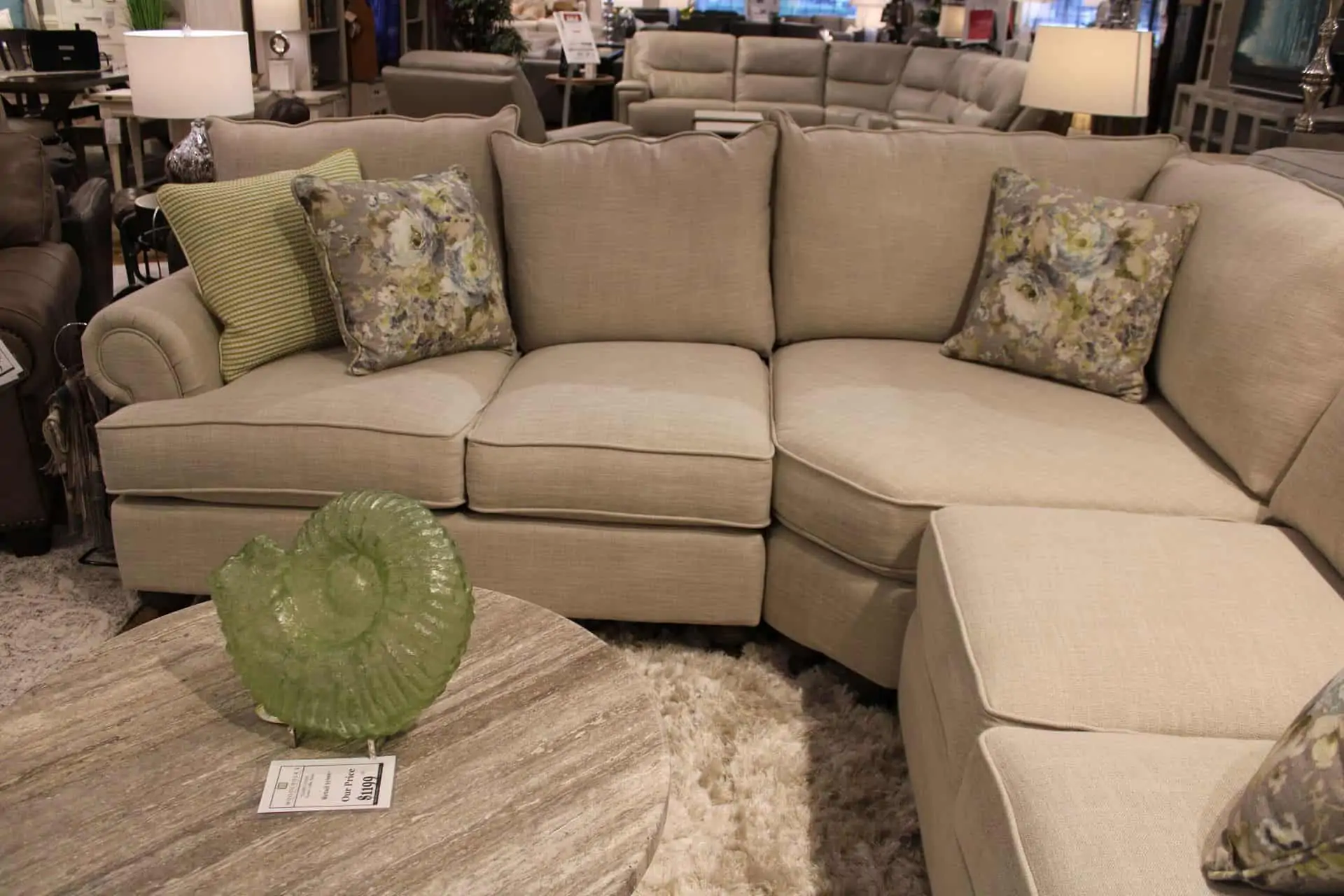 A Bassett sectional in Woodchuck's Furniture showroom