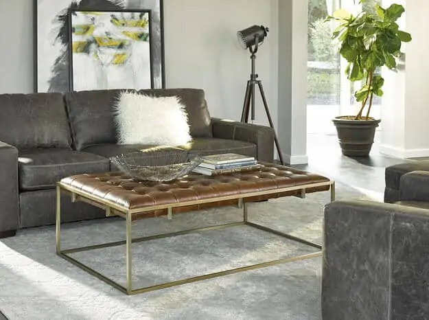 living room black sofa leather coffee table