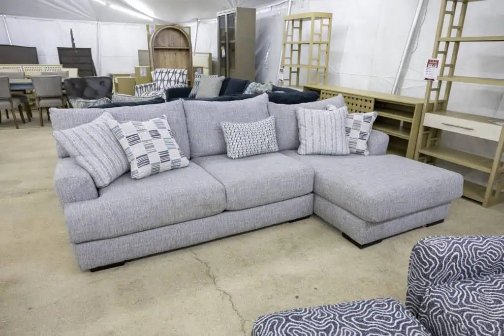 Classic grey fabric sectional with chaise