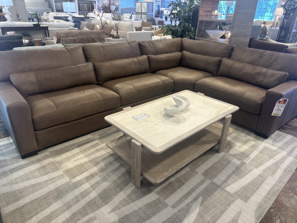 Classic Sectional in brown leather