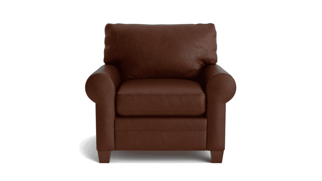 Dark brown leather armchair
