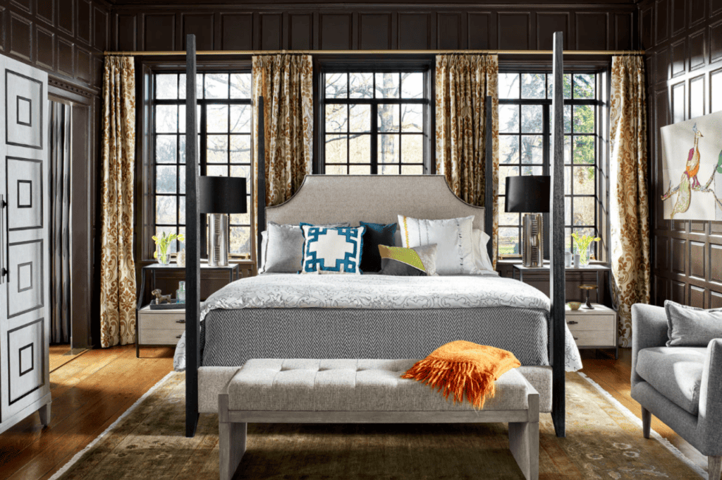 Fall bedroom with curtains