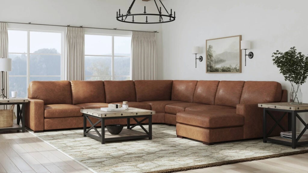 Endurance Chestnut Leather Sectional
