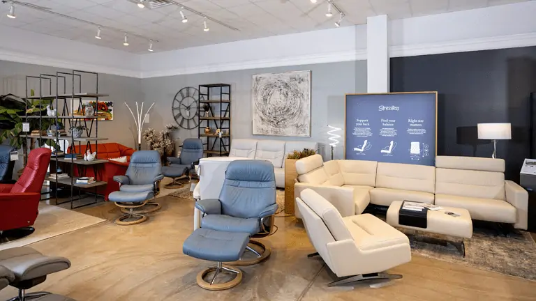 Stressless Furniture section in Woodchuck's showroom