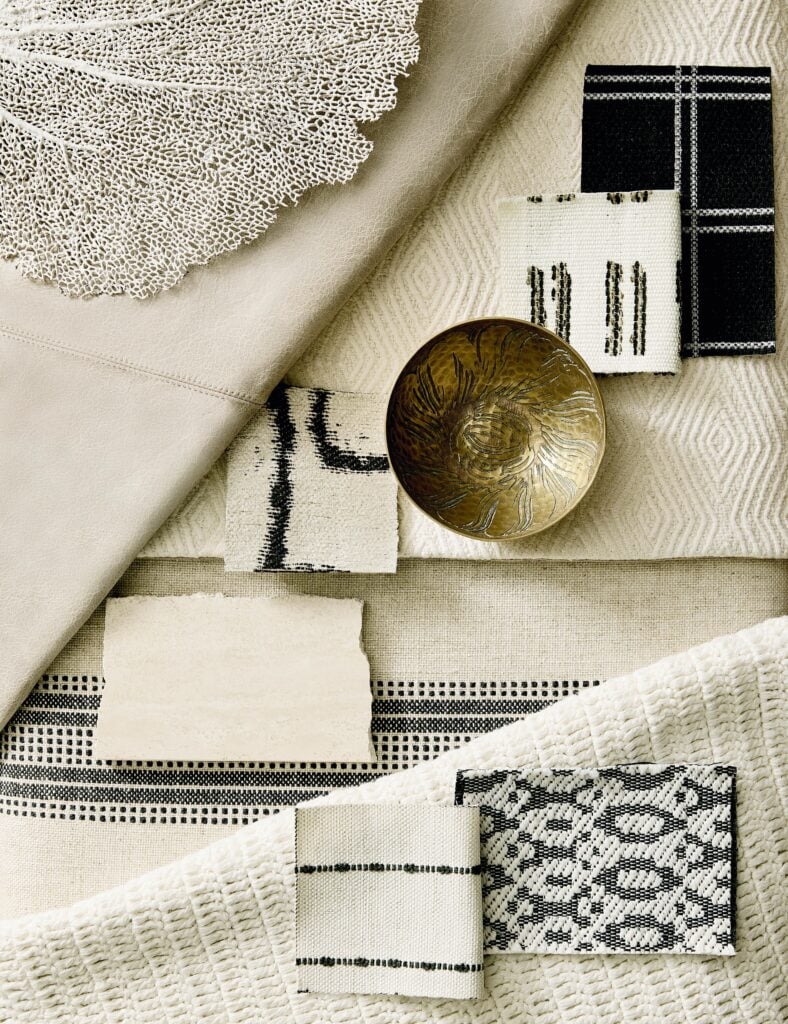 collage of different fabrics and materials 