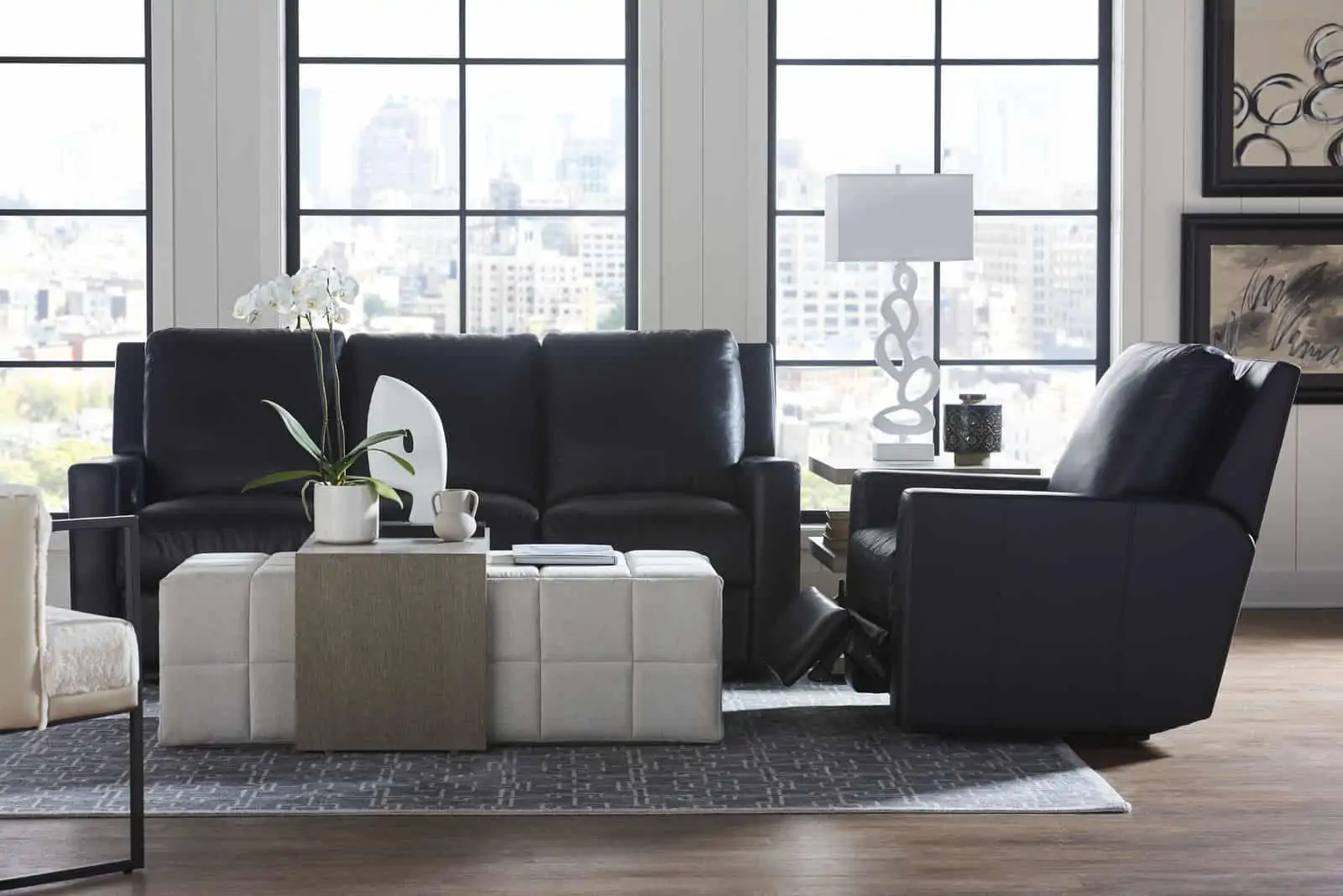 A sofa and coffee table set