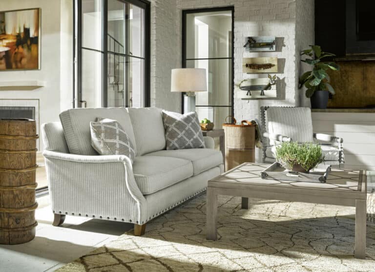 The interior of a Universal Furniture living room