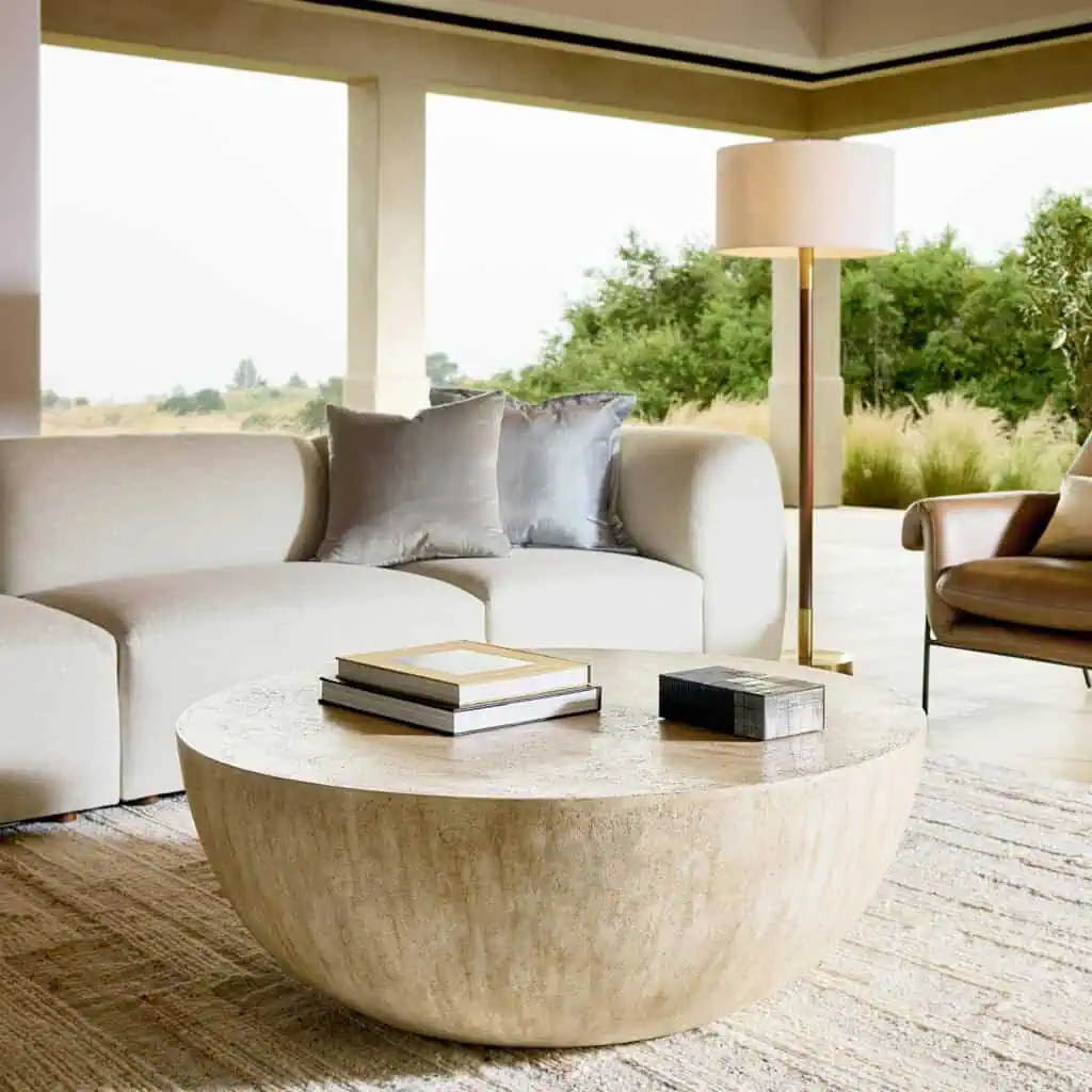 coffee table with a curved edge