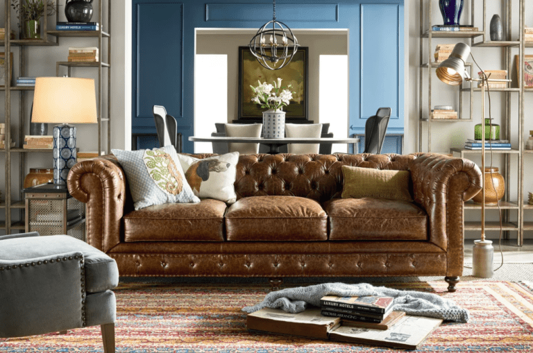 deep brown leather sofa large living room