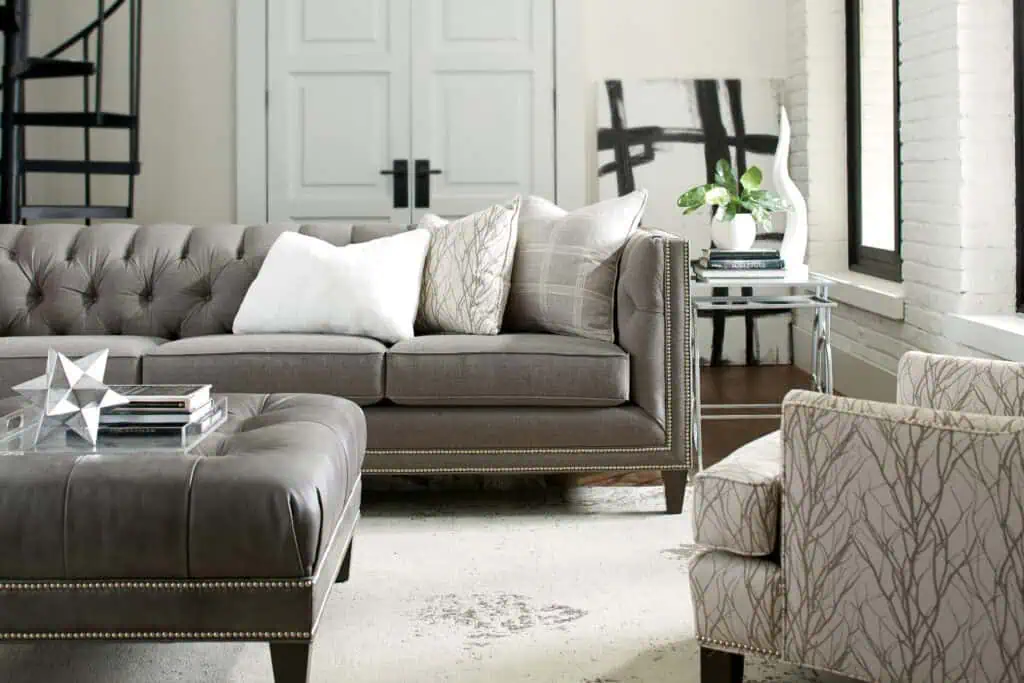 Smith Brothers Grey Couch in Living Room