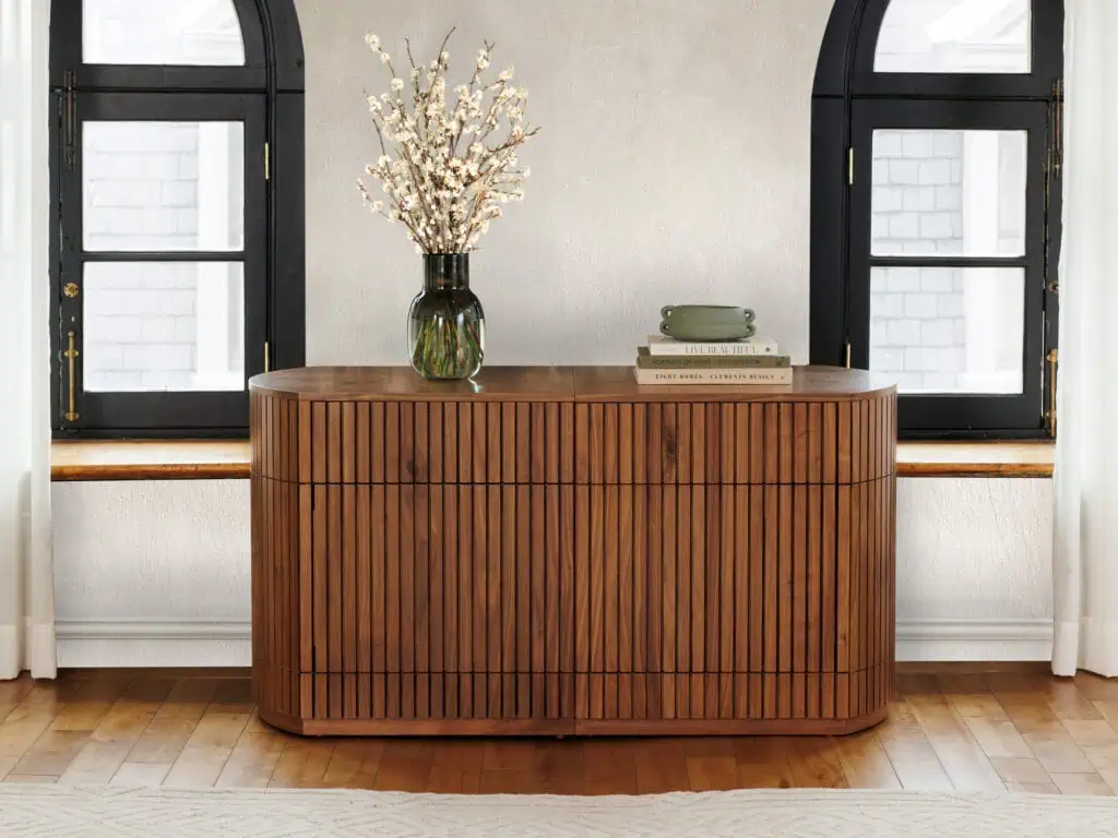 Transformer Table buffet storage in Royal Walnut color