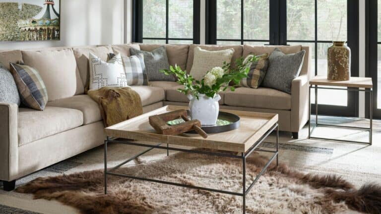 Universal Furniture sectional styled in a living room