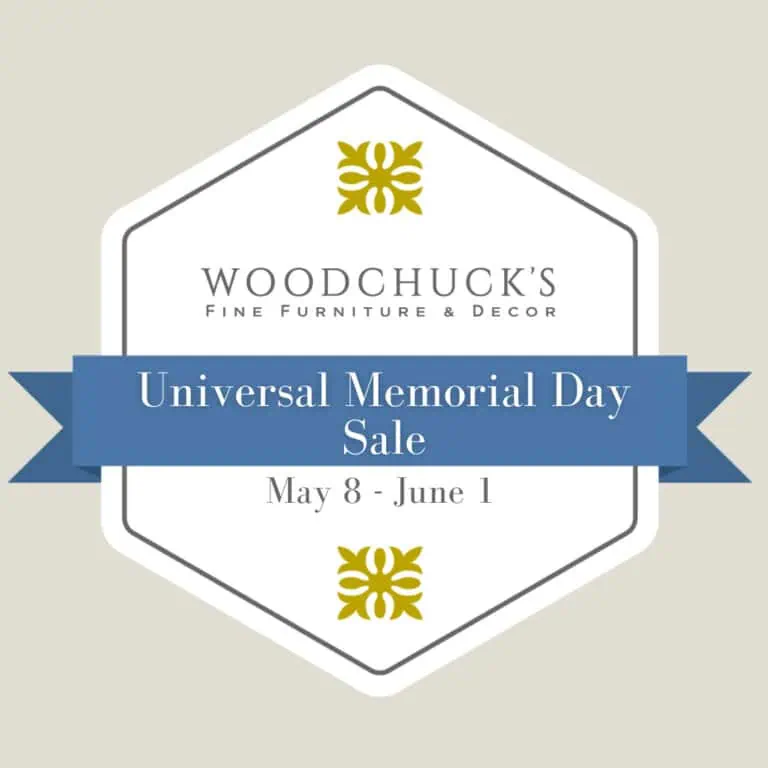 badge for the Universal Furniture Memorial Day Sale from May 8 to June 1 at Woodchuck's.