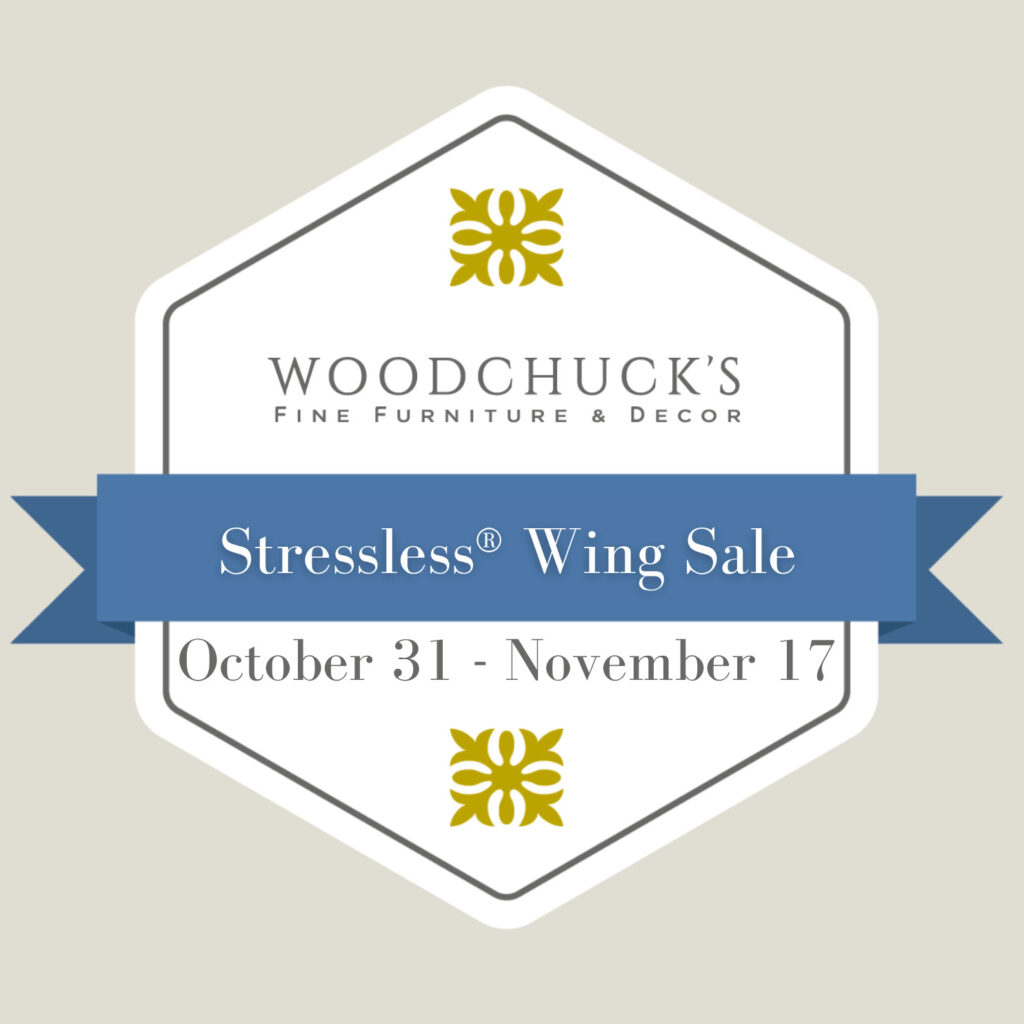 woodchucks sale badge graphic that says stressless wing sale october 31 - november 17