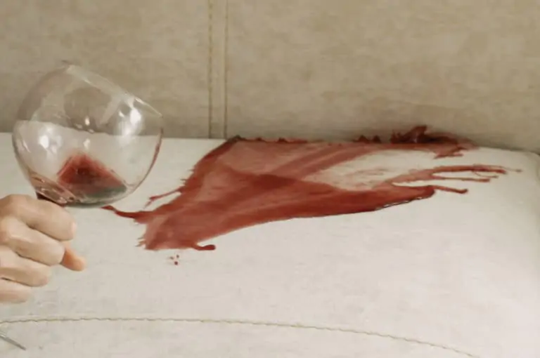 red wine spilled on white sofa