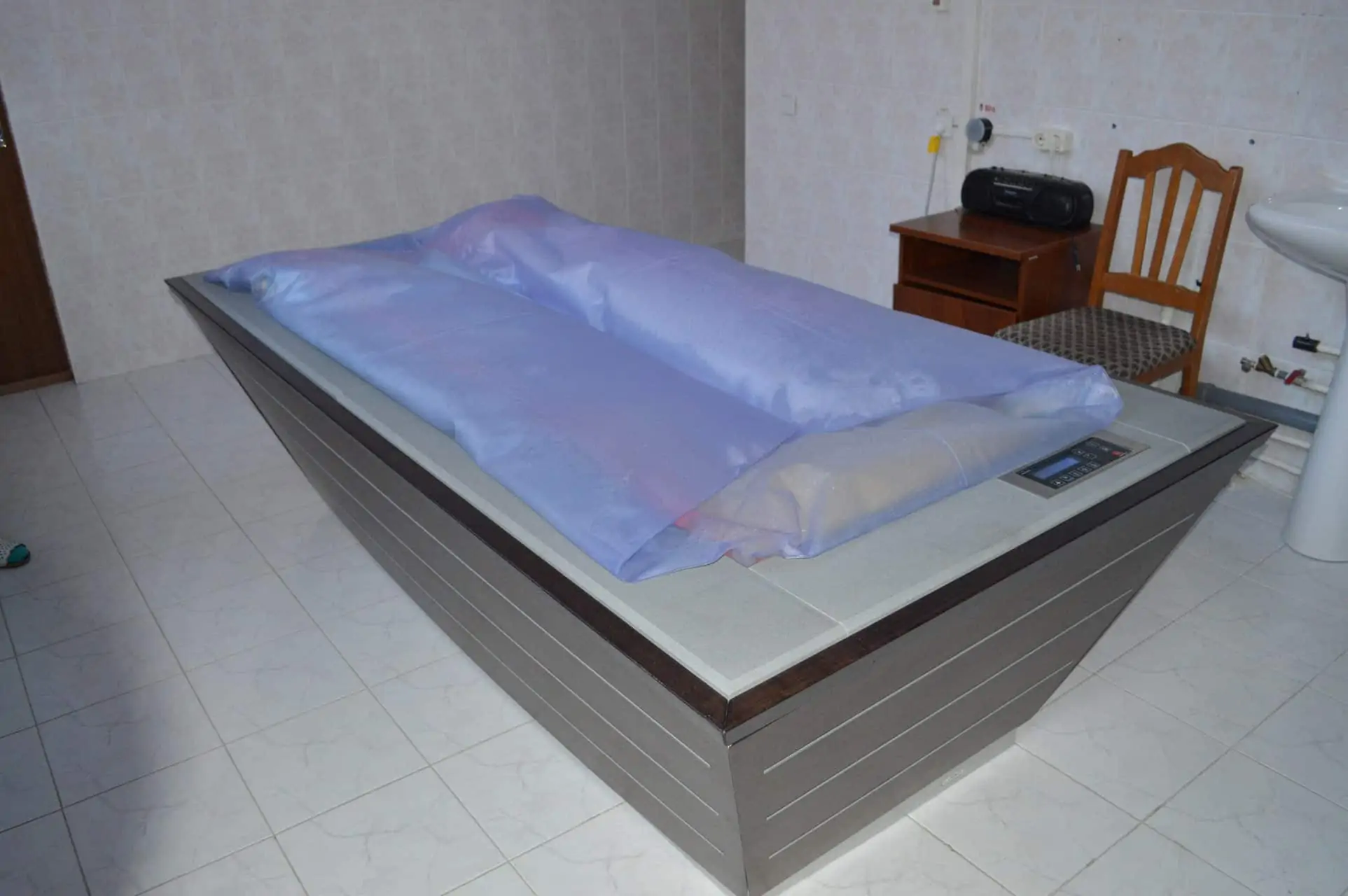 Room with massage waterbed for medical massage, relaxation, rest improving health