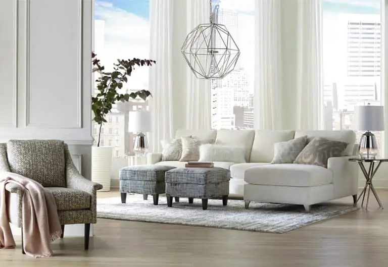 home downtown large windows white sofa modern