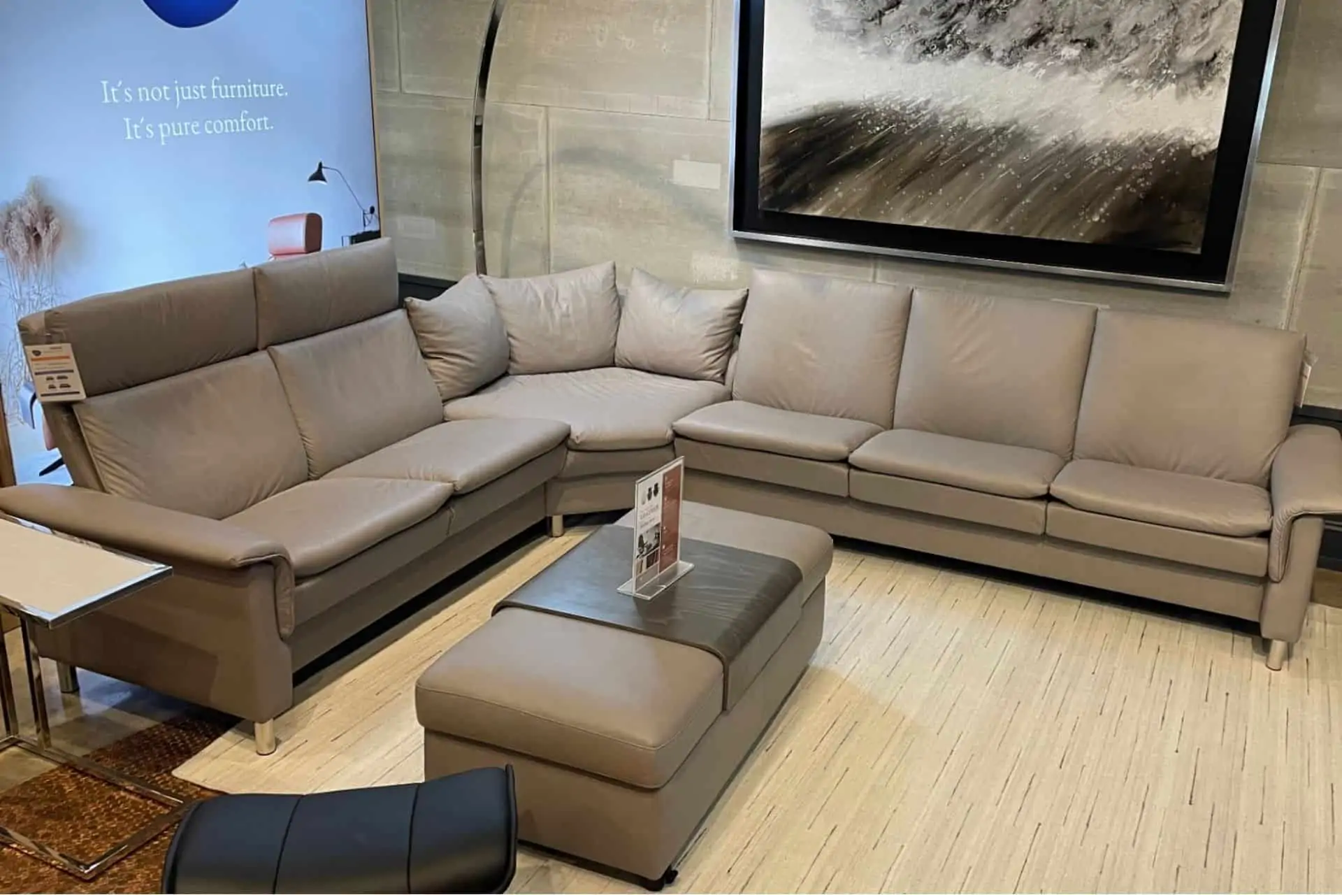 A Stressless sectional in Woodchuck's Furniture showroom