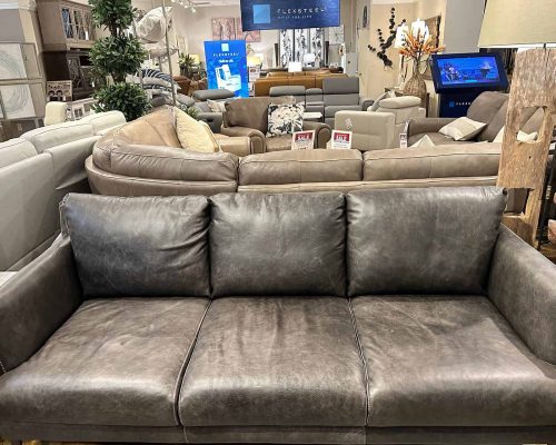 Classic leather sofa in waco grey