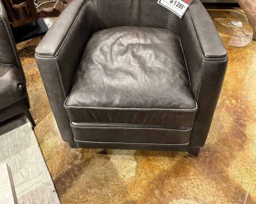 Leather swivel chair in Waco Grey