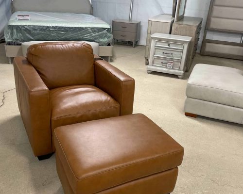 Chair & Ottoman 100% Natural Leather