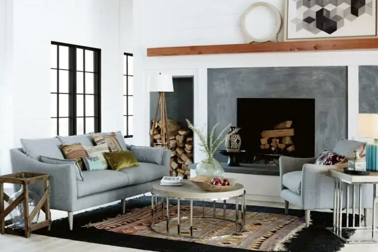 Large living room with fireplace