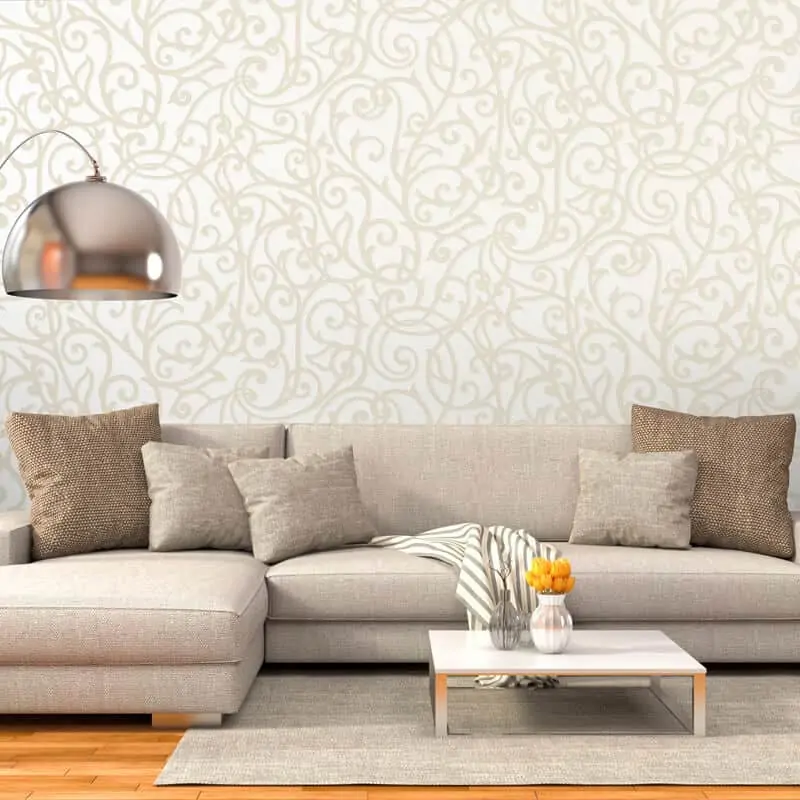 living room with wallpaper